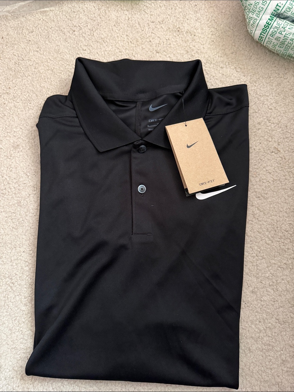 Nike Black Men's Dri-FIT Polo with Embroidered Swoosh